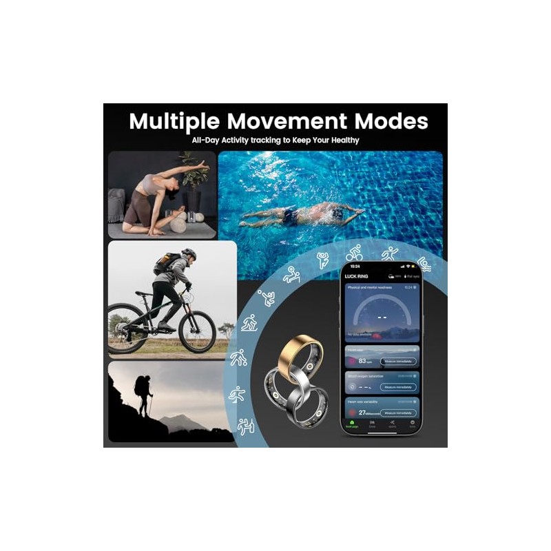 Aichiken Smart Ring Health Tracker, Sleep&Exercise Monitor Heart Rate,Blood Oxygen,Fitness