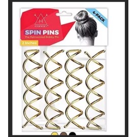 HawwwyBrands 2pack Golden Color Fast & Easy Bun Maker Metal Spiral Bobby Pins (8 CT/pack)