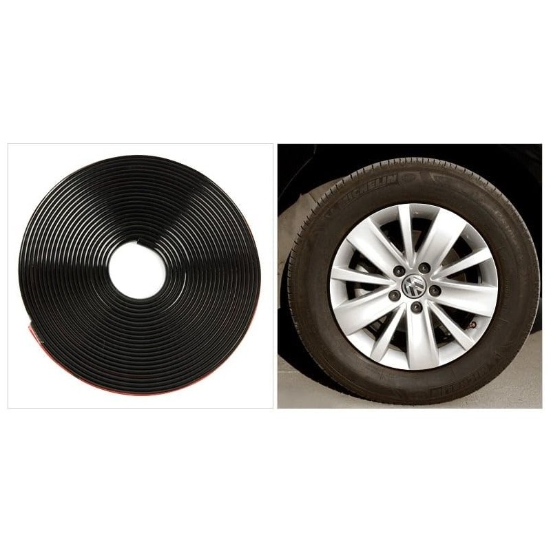 26Ft (8m) Black Automotive Wheel Rim Protector, Car Rim Guard