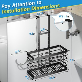 Sevenblue Hair Tool Organizer, 2026 Upgraded 3-in-1 Universal Hair Dryer Holder, Adjustable Height Metal Blow Dryer Holder Wall Mounted/Over Cabinet Door/Free-Standing (Black)