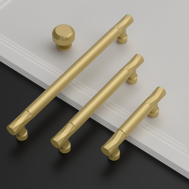 Asidrama 10 Pack 3 Inch(76mm) Brushed Gold Kitchen Cabinet Handles,