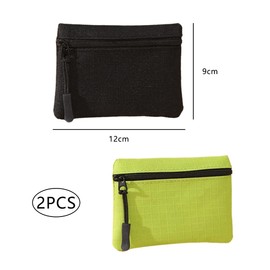 JAMAKALA 2 Pack Coin Purse Pouch, Small Change Pouch Oxford Cloth Waterproof, Portable Change Purse with Zipper Coin Pouch Mini Change Bags for Women Men (Black+Green)