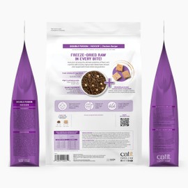 Catit Recipes Double Fusion Indoor Cat Food – Chicken Recipe, High-Protein, Freeze-Dried Raw Toppings, No by-Products, Minimally Processed, Balanced Nutrition for Indoor Cats, 10 lb