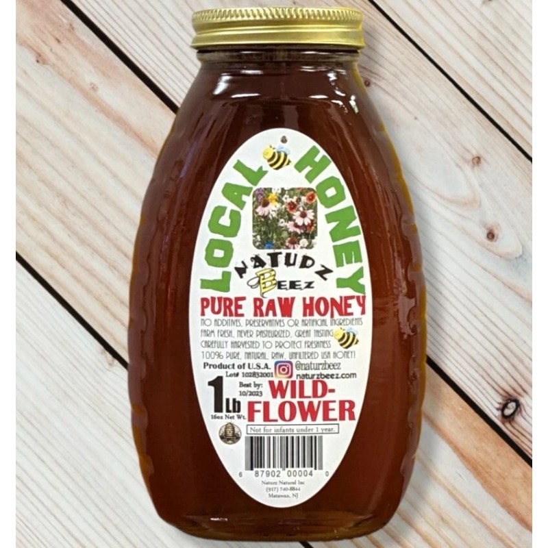 Naturz Beez RAW HONEY WILDFLOWER 1LB 454g 16oz 100% PURE