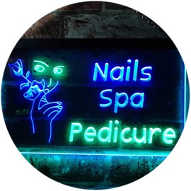 ADVPRO Nail Spa Pedicure Illuminated Dual Color LED Barlicht Neonlicht Lichtwerbung Neon Sign Grün & blau 300 x 210mm st6s32-i0554-gb