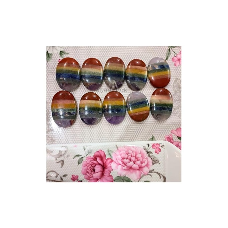 crystalmiracle Multi Chakra Thumb Stone Crystal Healing Wellness Worry Stone