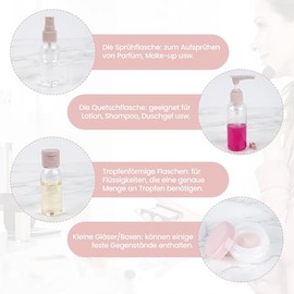Juego de Botellas de Viaje 6 en 1, Rosa