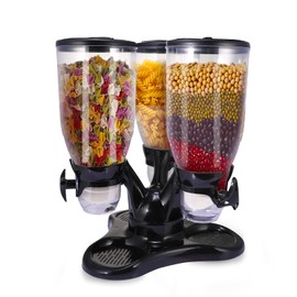 TRUSBER Triple Cereal Dispenser Three Dry Food Dispensing Grains Candy Dstributor with Twist Airtight Cover for Home&Kitchen