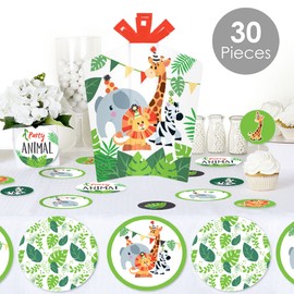 Big Dot of Happiness Jungle Party Animals - Safari Zoo Animal Birthday Party or Baby Shower Decor and Confetti - Terrific Table Centerpiece Kit - Set of 30