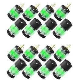 Yomiuwo Lighted Plug and Connector Set, Straight Blade Cord End Replacement, 15 Amp 125Volt, NEMA 5-15P & NEMA 5-15R, 2 Pole 3Wire Grounding, Black, 8 Set