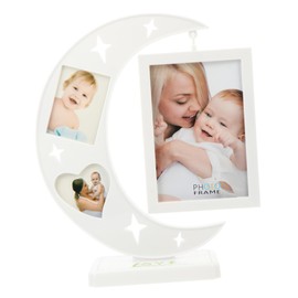 Gatuida Stylish Moon Star Siamese Photo Frame White Desktop Picture Holder for Decor Unique Tabletop Photo Frame Family and Friends Display