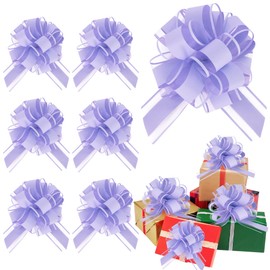 RIBBOOO 6pcs 7 Inch Pull Bows Pastel Purple Gift Wrap Bows for Gift Wrapping Ribbon Pull Gift Bows for Gift Basket Flower Wrapping Christmas Mother’s Day Easter Birthday Party Decorations