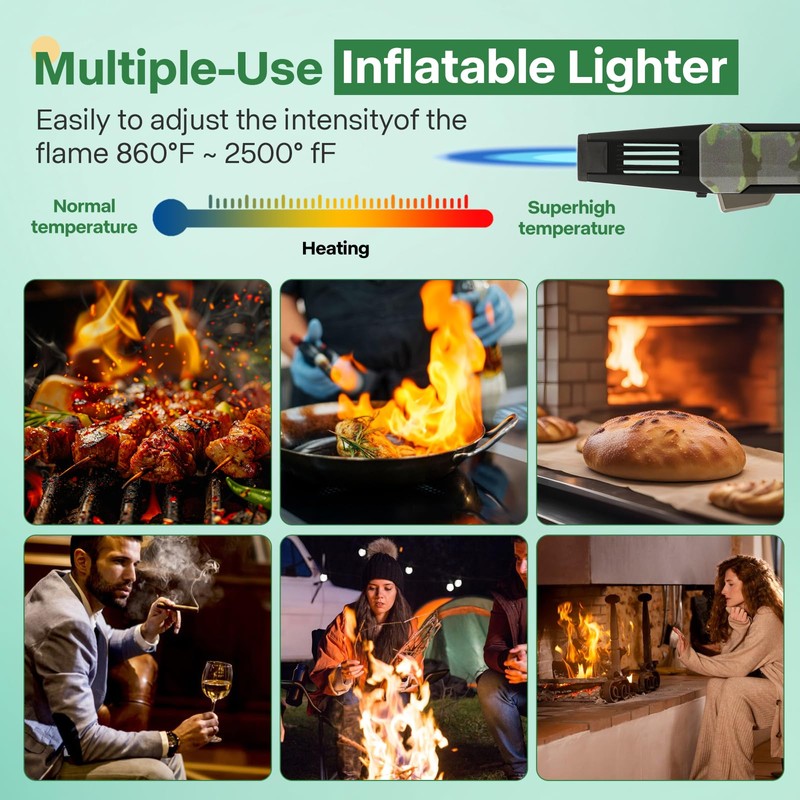 Solar Beam Butane Torch Lighter - Windproof, Adjustable Flame, Refillable,