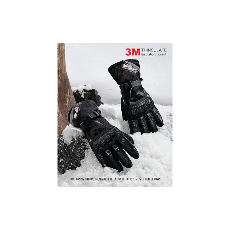 IRON JIA'S Guantes de Motocicleta para Invierno, con Pantalla táctil,