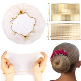 225PCS Hair Nets for Buns Invisible Hairnets for Dance Buns with Pins 20Pcs 12Inch Blonde Nets and 100Pcs Pins Ballet Bun Kit -Perfect for Dance & Secure Bun Covers for Kids, Blonde