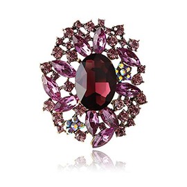 Axmerdal - Broche de ramo de diamantes de imitación para novia, para mujer, Mediano, Acero aleado, estrás