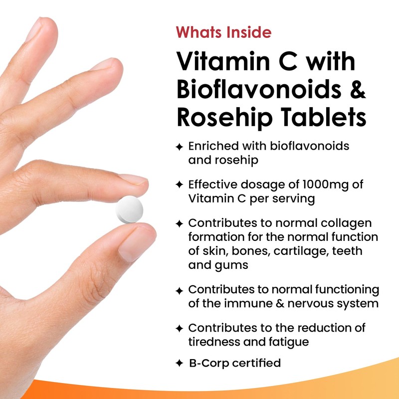 Vitamin C Tablets 1000mg - Enriched with Bioflavonoids & Rosehip