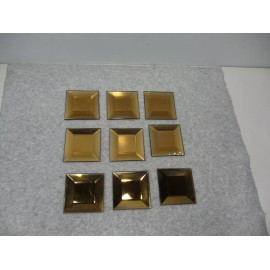 9 Square Beveled Amber Bronze Mirror 2" Diameter Made In the USA Crafts