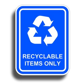 Recycling Items Only Sticker Vinyl Die Cut Recycling Decal with Recycle Logo Label Home Office Work