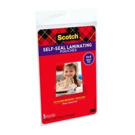 Scotch Scotch Self-Sealing Laminating Pouches, Glossy Finish, 4.3 x 6.3 Inches, 5 Pouches (PL900G)
