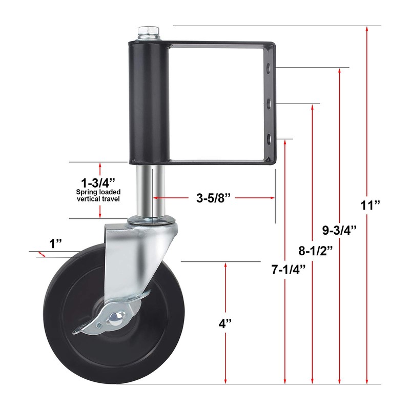 Ronlap Gate Wheels for Wooden Gate, Gate Caster Wheel Spring