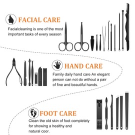 Manicure Set Pedicure Kit Nail Clippers Set Fingernails & Toenails Vibrissac Scissor 18 Pieces Best Care Grooming Tools for Man & Women Gift with Case (Red/Black_25 in 1)