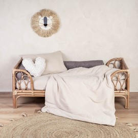 Julius Zöllner Muslin Children's Bed Linen 100 x 135 cm + 40 x 60 cm, 2-Piece Set Consisting of Duvet Cover and Pillowcase, 100% Cotton Muslin, with Zip, Standard 100 by Oeko-Tex, Sand
