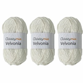 HobbyMia Velvonia - 100g / 131yds - Micropolyester Bulky Weight Yarn - Soft Velvet Yarn for Crocheting and Knitting - Chenille Fluffy Baby Blanket, Amigurumi Yarn (18903 - Light Beige, 3 Skeins)