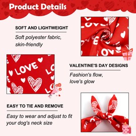 Vivifying Valentine's Day Dog Bandanas - 2 Pack Romantic Pet Accessories with Love Hearts, Dog Scarf for Spoiling Your Pooch on February 14th (Large, Red & Pink)