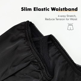 MANCYFIT Bloomers for Women Satin Pettipants for Under Dresses Culottes Slip 9" Inseam Half Slip Shorts Black Large