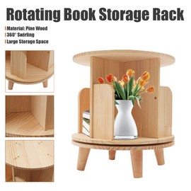 Gbonklong Rotating Bookshelf 360 Display, Floor Standing Bookcase Storage Rack Wooden Rotating Bookshelf 360 Degree Multi-Layer Storage Rack for Kids&Adults Multi-Functional Bookshelf Organizer