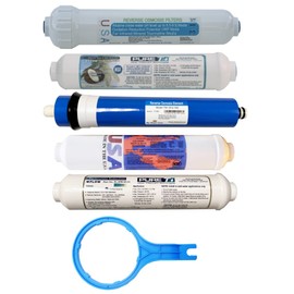 5 Filter Set for 5-stage Alkaline MyWaterClub Countertop RO Systems, including Sediment, T28, 100 GPD RO membrane, T33 & 3-in-1 Alkaline inline filter cartridges