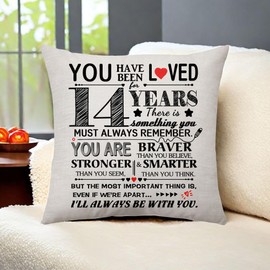 14 Years Old Girls Gifts Throw Pillow Cover Happy Birthday Gift for 14 Years Old Boys Birthday Decoration for 14th Daughter Son Niece Nephew Granddaughter Grandson 45 x 45 cm (14)