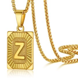 Z Gold Initial Necklaces Square Pendant Cadenas De Oro para Mujeres Big Letter Chunky Gold Chain Necklace