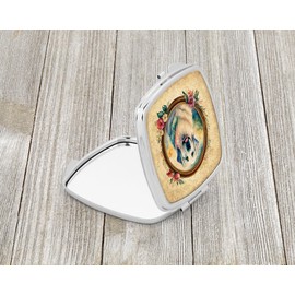 Caroline's Treasures Great Pyrenees and Flowers Compact Mirror Decorative Travel Makeup Mirror for Women Girls Gifts Pocket Makeup Mirror Folding Handheld