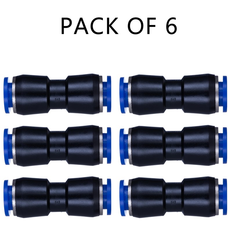 YoiYee 6-Pack of 8mm Straight Push-to-Connect Pneumatic Tube Fittings, Quick