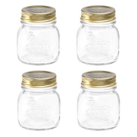 Bormioli Rocco Quattro Stagioni Set of 4 Glass Jars 5 oz Airtight Metal Cap New