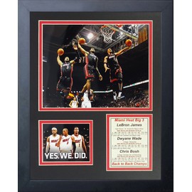 Miami Heat Big Three - Dunk 11" x 14" Framed Photo Collage by Legends Never Die, Inc.