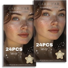 Pecas con purpurina, 24 tatuajes faciales con purpurina, pecas brillantes para mujer, tatuajes temporales dorados impermeables, parches de maquillaje brillantes para el festival de Mardi Gras