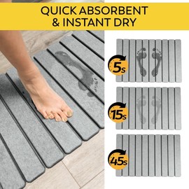 Diatomite Stone Bath Mat | Quick Dry | Foldable Design| 23 x15 | Absorbent Bath Mat | Bathroom Stone Mat | Diatomaceous | Silicon Webbing | Anti Slippery | Eco-Friendly