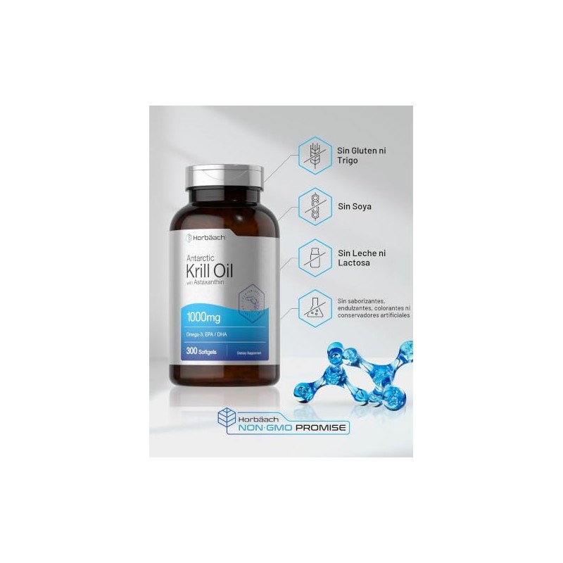 Horbäach Antarctic Krill Oil 1000mg 300 Cápsulas - Cardioprotección -