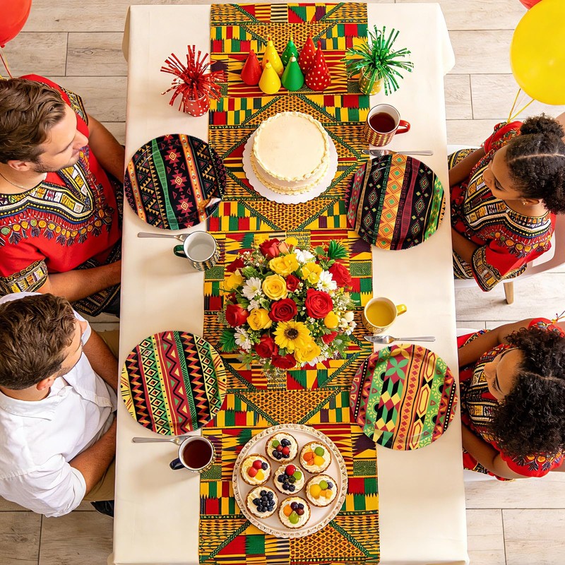 60Pcs Traditional African Tribal Paper Plates 9" Heavy Duty Paper