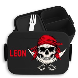 Bento Box Midi Lunch Box for Mepal Bento Box - Lunch Box Children Evil Pirate Pirate Skull Vesper Box Pirates Buccaneers 900 ml Black Breadless Nursery