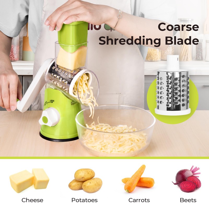 X Home Rotary Cheese Grater for Kitchen, Shredder with 3
