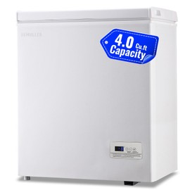 DEMULLER 4.0 Cu.ft Chest Freezer with Electronic Panel, Accurate Temperature Display to 1 ℉, White Deep Freezing Machine with 2 Removable Baskets, Compact Size for Any Space