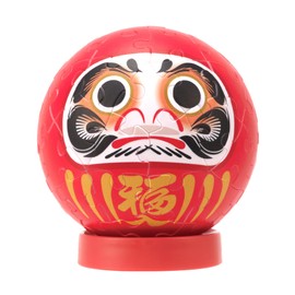 Yanoman 2003-515 60 Piece Jigsaw Puzzle, Red Daruma (Diameter Approx. 3.0 inches (7.6 cm), No Glue Required, Comes with a Base and a Piece Claimed Postcard