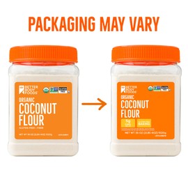 BetterBody Foods Organic Coconut Flour 2.25 Pound Jar, Gluten-Free White Flour Alternative with a Slight Coconut Taste and Aroma, 23% Dietary Fiber per Serving