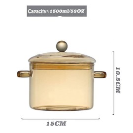 1.5L/53Fl Oz Glass Saucepan with Cover, Stovetop Cooking Pot with Lid and Handle Simmer Pot Clear Soup Pot with Lid, Soup, Milk, Baby Food