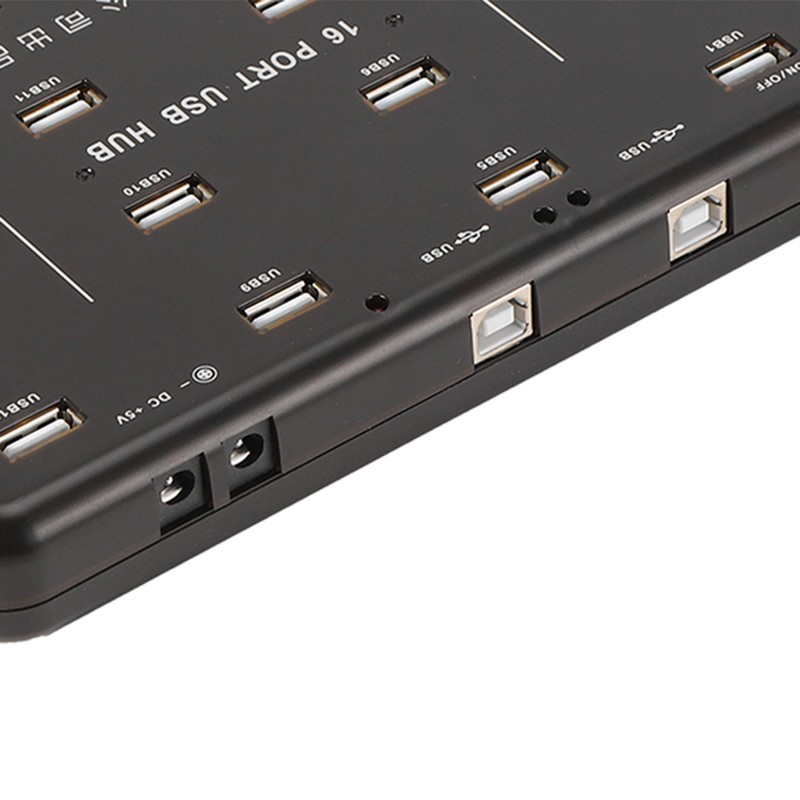 16‑Port Hub Industrial USB2.0 Expander Ultra‑High‑Speed 5V 3A Power Adapter(100‑240v)