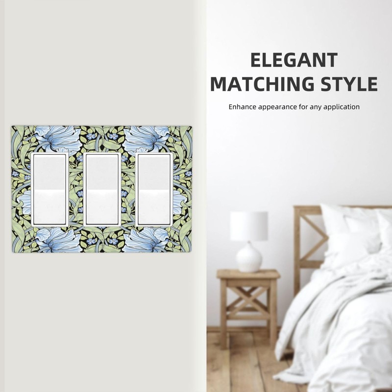 Rougui Decorative Outlet Covers William Morris Green Plant Leaf Blue